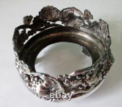 Antique Art Nouveau Pair of Open Salt Cellars Sterling Silver Cobalt Blue Glass Antique Art Nouveau Pair of Open Salt Cellars Sterling Silver Cobalt Blue Glass