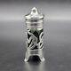 Antique Art Nouveau Salt Shaker Emerald Green Glass & Sterling Silver Uk/1904
