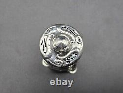 Antique Art Nouveau Salt Shaker Emerald Green Glass & Sterling Silver UK/1904