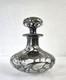 Antique Art Nouveau Silver Overlay Glass Decanter Sterling Floral Design 6