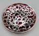 Antique Art Nouveau Sterling Silver Overlay Cranberry Glass Bonbon Bowl 5.5 In