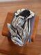 Antique Art Nouveau Sterling Silver Tulip Flower Cuff Bracelet With Purple Stone