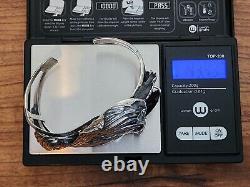 Antique Art Nouveau Sterling Silver Tulip Flower Cuff Bracelet With Purple Stone