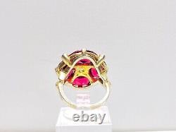 Antique Art Nouveau Sterling Silver Uncas Red & Clear Glass Rhinestone Ring