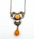 Antique Art Nouveau Sterling Silver And Coral Glass Necklace