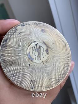 Antique Asprey Co Ltd Gilt Sterling Silver Cut Glass Dresser Jar 2.5 Tall