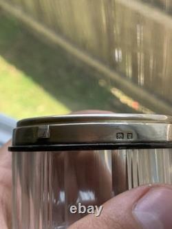 Antique Asprey Co Ltd Gilt Sterling Silver Cut Glass Dresser Jar 2.5 Tall