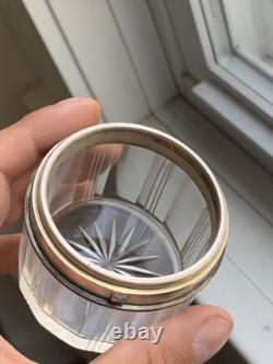 Antique Asprey Co Ltd Gilt Sterling Silver Cut Glass Dresser Jar 2.5 Tall