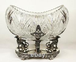 Antique Béla Sterling Silver Cut Glass Neoclassical Griffins Centerpiece Bowl