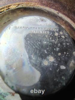 Antique Black Starr & Frost Sterling Silver Leather Flask Telescoping Shot Glass