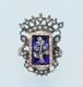 Antique Bristol Glass 14k & Sterling Silver Crown Ring