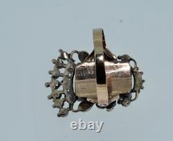 Antique Bristol Glass 14K & Sterling Silver Crown Ring