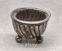Antique British Sterling Silver Salt Cellar with Glass
