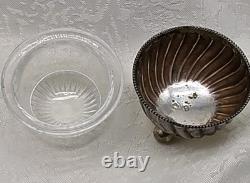 Antique British Sterling Silver Salt Cellar with Glass
