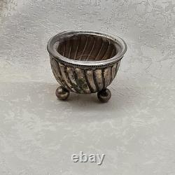 Antique British Sterling Silver Salt Cellar with Glass