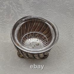 Antique British Sterling Silver Salt Cellar with Glass
