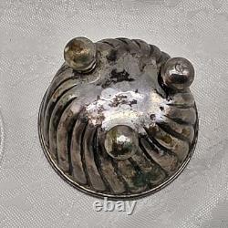 Antique British Sterling Silver Salt Cellar with Glass