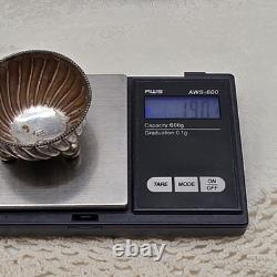 Antique British Sterling Silver Salt Cellar with Glass