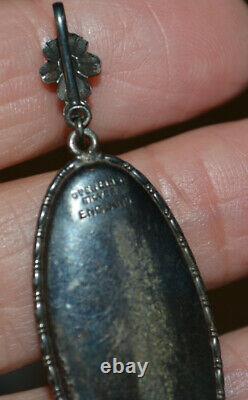 Antique Butterfly Wing GODDESS STERLING SILVER ENGLAND Pendant intaglio cameo