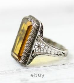 Antique Chinese Export Glass Sterling Silver 925 Ring Filigree Luxury 6-8.5