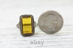 Antique Chinese Export Glass Sterling Silver 925 Ring Filigree Luxury 6-8.5