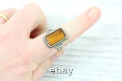 Antique Chinese Export Glass Sterling Silver 925 Ring Filigree Luxury 6-8.5