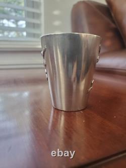 Antique Chinese Export Sterling Silver Floral Shot Glass Cup Toothpick Holder