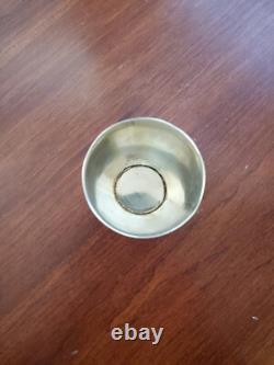 Antique Chinese Export Sterling Silver Floral Shot Glass Cup Toothpick Holder