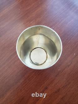 Antique Chinese Export Sterling Silver Floral Shot Glass Cup Toothpick Holder