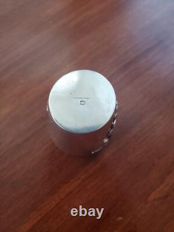 Antique Chinese Export Sterling Silver Floral Shot Glass Cup Toothpick Holder