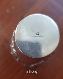 Antique Chinese Export Sterling Silver Floral Shot Glass Cup Toothpick Holder