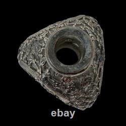 Antique Chinese Export Yuchang Sterling Silver Overlay Glass Decanter withDragons