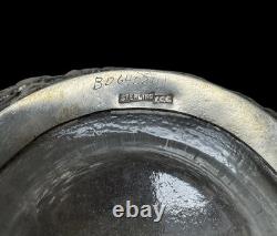 Antique Chinese Export Yuchang Sterling Silver Overlay Glass Decanter withDragons