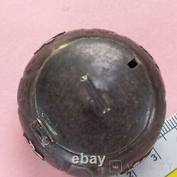 Antique Chinese Silver Salt Shaker Pumpkin Glass Insert Pot Lid Rare Old 36 gr