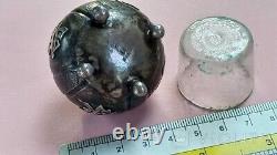Antique Chinese Silver Salt Shaker Pumpkin Glass Insert Pot Lid Rare Old 36 gr