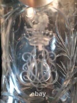 Antique Claret Jug Glass & Sterling Silver Mount French Baronial Crest at fault