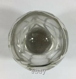 Antique Clear Glass Sterling Silver Overlay Perfume Scent Bottle 9cm In Height