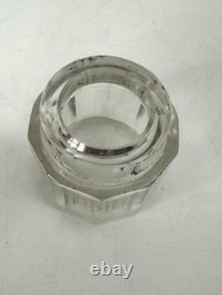 Antique Cut Glass Talcum Powder Pot Sterling Silver Lid 1904 Birmingham England