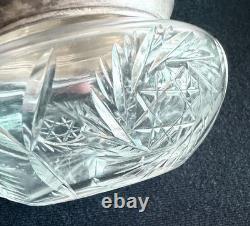 Antique Cut Glass Vanity Jar Sterling Silver Lid 925 c1890-1915, Traditional