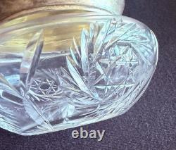 Antique Cut Glass Vanity Jar Sterling Silver Lid 925 c1890-1915, Traditional