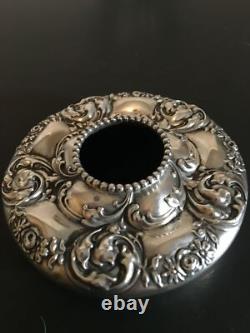 Antique Cut Glass and Sterling Silver Hair Tidy by Woodside Sterling Co