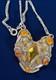 Antique Czech Ornate Floral Sterling Silver Pendant Necklace Amber Glass Window