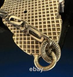 Antique Czech Ornate Floral Sterling Silver Pendant Necklace Amber Glass Window