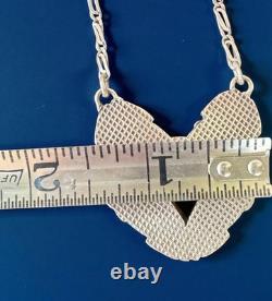 Antique Czech Ornate Floral Sterling Silver Pendant Necklace Amber Glass Window