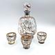Antique Czech Sterling Silver Overlay Decanter & Cordials Set Art Glass 1915s
