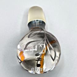 Antique Czech Sterling Silver Overlay Decanter & Cordials Set Art Glass 1915s