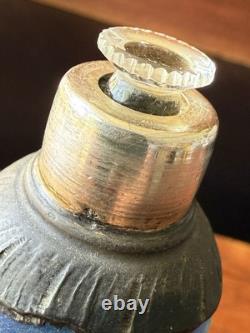Antique DAUM NANCY Art Glass / Sterling Silver Perfume Bottle Flask
