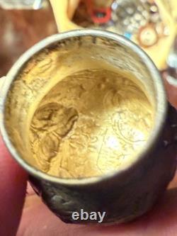 Antique DAUM NANCY Art Glass / Sterling Silver Perfume Bottle Flask