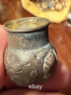 Antique DAUM NANCY Art Glass / Sterling Silver Perfume Bottle Flask