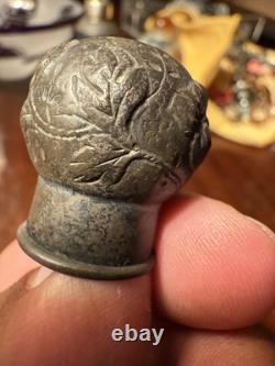 Antique DAUM NANCY Art Glass / Sterling Silver Perfume Bottle Flask